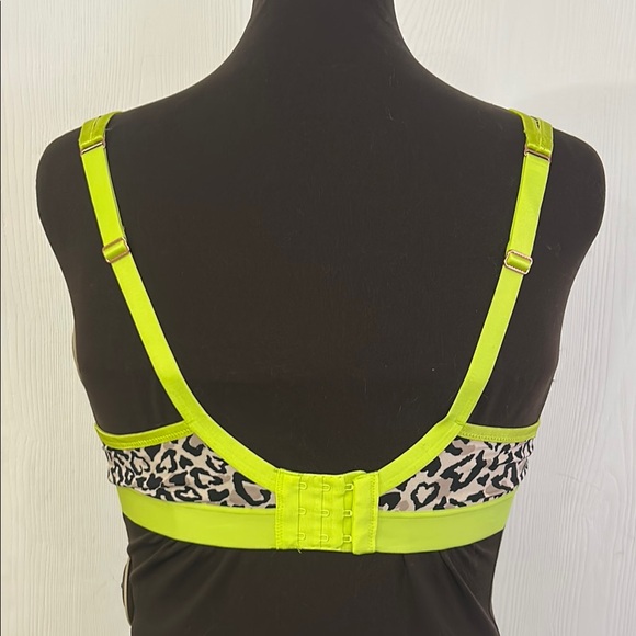Cacique Leopard Print Unlined High Apex Plunge Bra with Neon Accents - Picture 3 of 5